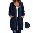 thumbnail image 5 of SwiftWear Women's Zip Up Hoodie Oversized Long Tunic Bucket Pocket Sweatshirt Full Length Casual Drawstring Coat, 5 of 9