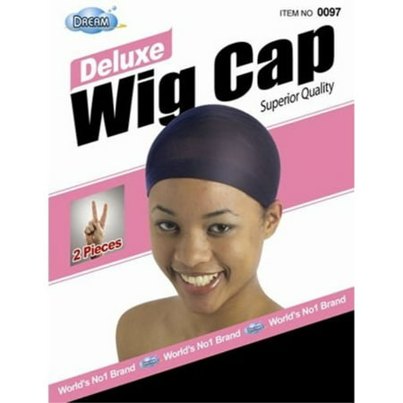 dream deluxe wig cap black 2 pc (model: 097 black), spandex cap, wig cap, mesh cap, snood, hair net, fish net