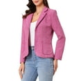 thumbnail image 4 of INSPIRE CHIC Women's Tweed Blazer Notch Lapel Long Sleeve Fall Elegant Business Casual Jacket S Hot Pink, 4 of 5