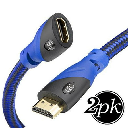High Speed HDMI Extension cable 2-pack (1.5 feet) Male to Female Connector 4k HDMI