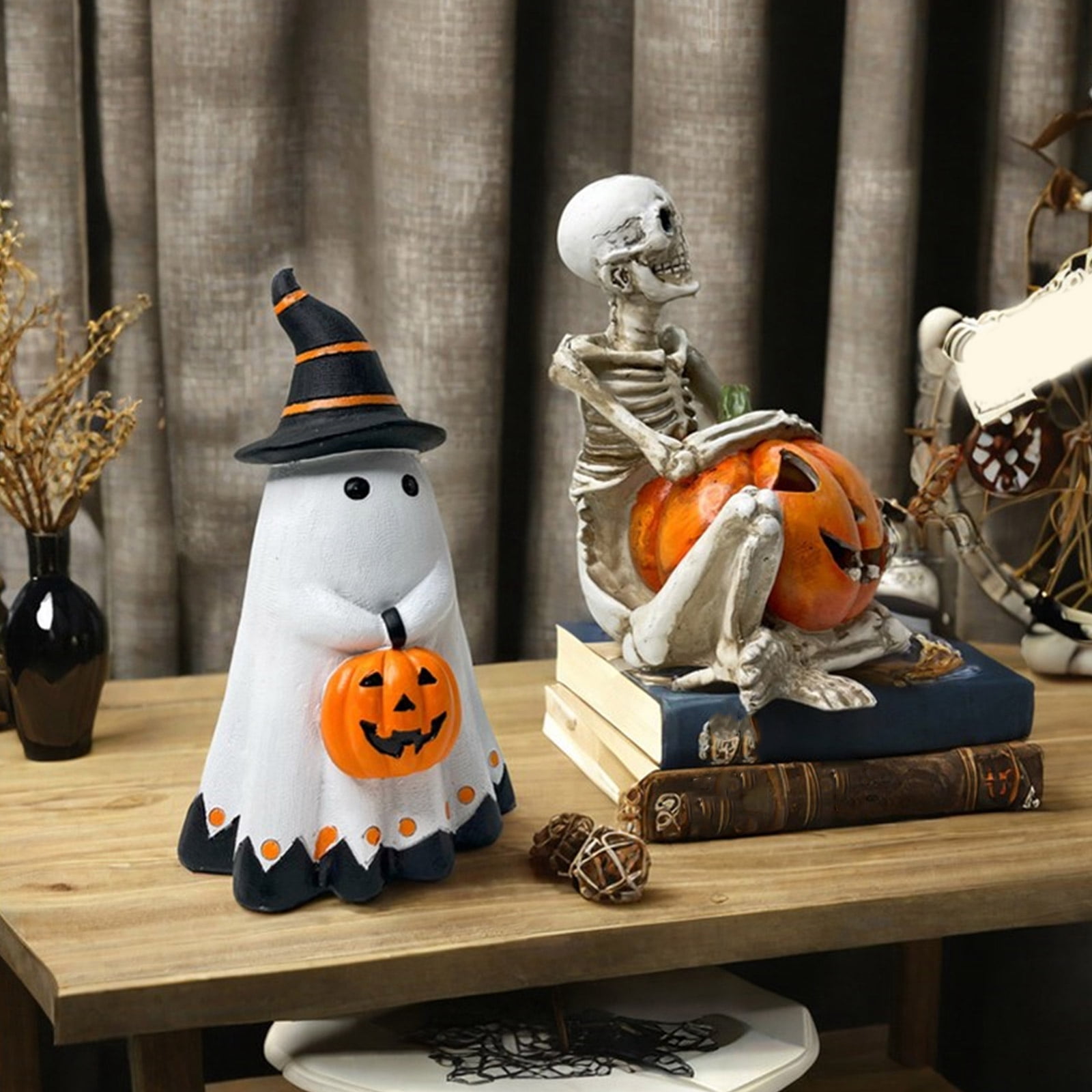 Festival Ghostly Statues Pumpkin Resin Statue Gift for Halloween Enthusiasts and Styles Lover Pumpkin Miniature
