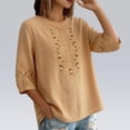 thumbnail image 5 of Kelon Short Sleeve Womens Linen Cotton Tops Vacation Casual Outfits Blouses Dressy Casual Summer Outfits 2026, 5 of 5