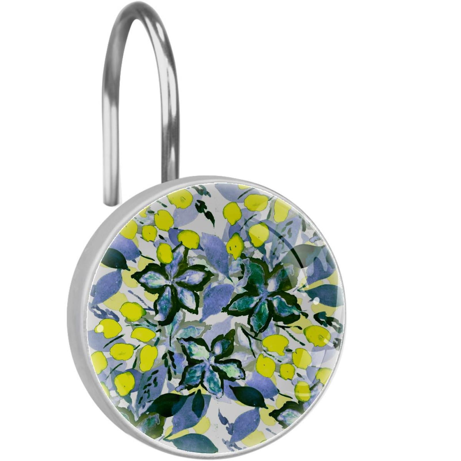 Yellow Flower Shower Curtain Hooks???Set of 12???for Home Hotel Shower Rods