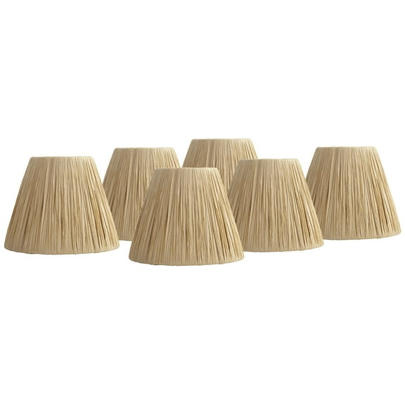 Springcrest 3" Top x 5 1/2" Bottom x 4 1/2" High x 4 1/2" Slant Lamp Shade Replacement Set of 6 Empire Tapered Lafite Raffia Clip On Candelabra