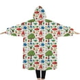 thumbnail image 2 of Oversized Wearable Blanket Hoodie,White Christmas Gnome Pattern Sherpa Blanket Hoodie with Super Pockets,Super Warm Fuzzy Pullover for Women & Men, 2 of 6