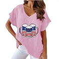 thumbnail image 2 of Summer Tops for Women Viikei Womens tops V Neck Cotton,Women V-neck Print T-Shirts Fashion Comfortable Female Blouses Pink XXL, 2 of 4