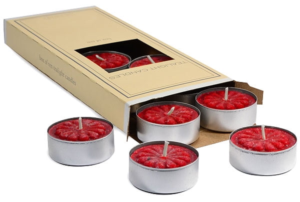 10pk CHRISTMAS APPLE SPICE & HOLLY BERRY Scented TEA LIGHT CANDLES 60 hours/pack 