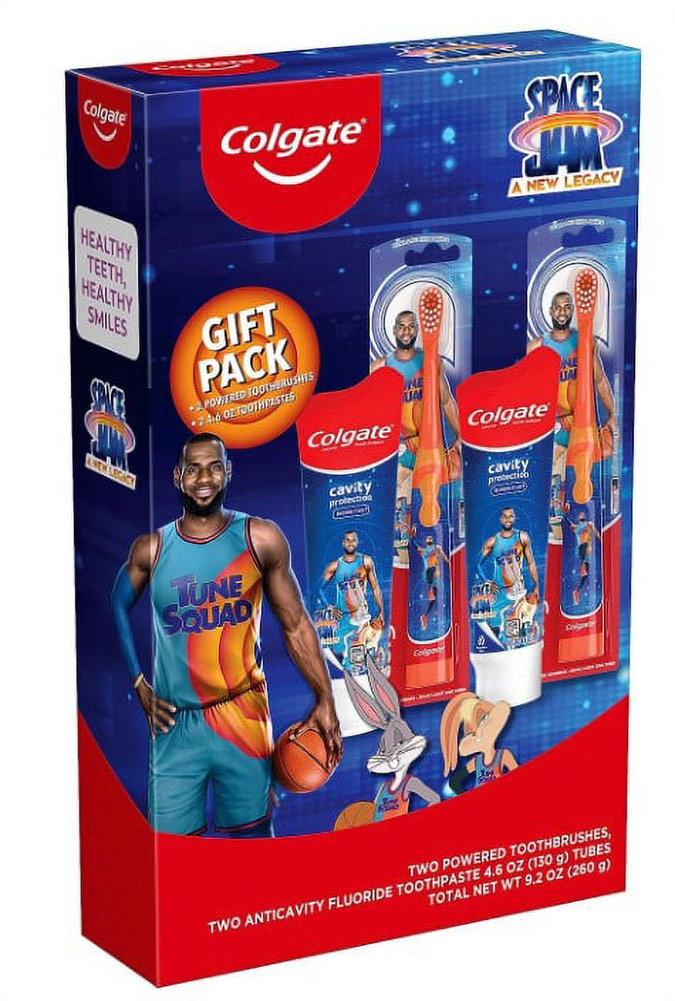 Colgate Kids Toothbrush with Toothpaste, Space Jam Gift Set, 2 Battery