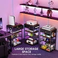 thumbnail image 2 of 4-Tier AV Media Stand with Drawer, Video Game Console Shelf with 2 Hooks, Audio Rack Tower Perfect for/Xbox/ PS5/Switch/Game Consoles/DVD/Record Player/Projector/Sky Box/TV Accessories, 2 of 9