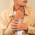 thumbnail image 5 of JeenMata Men's Full Bling Iced Out Curb Chain Bracelet in White - Prong Setting - Chunky Men's Jewelry, 5 of 6