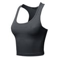 thumbnail image 2 of A2Y Women's Basic Cotton Casual Scoop Neck Cropped Racerback Tank Tops Charcoal L, 2 of 5