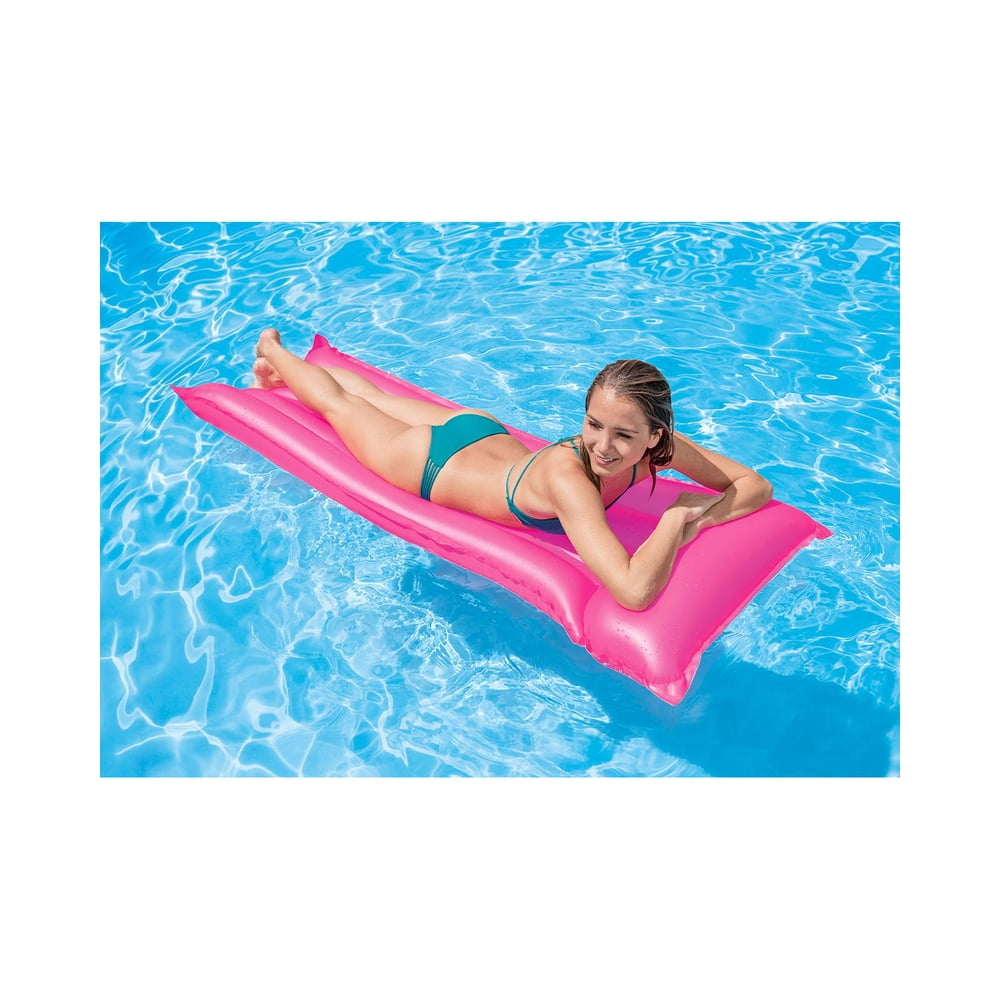 Intex Floats Inflatable Neon Frost Air Mat Floating Pool Lounger with 