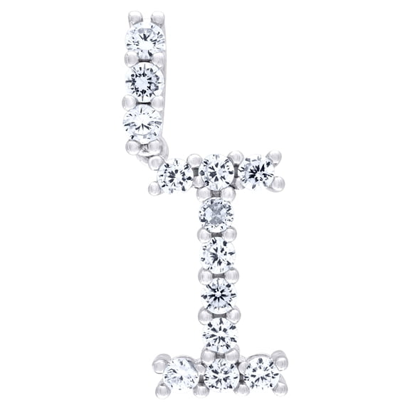 925 Sterling Silver Unisex Cz Initial Alphabet I Charm Pendant for Men Women
