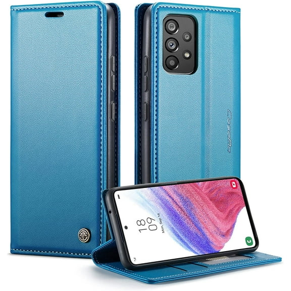 KONEE Phone Case Compatible with Samsung Galaxy A53 5G,Leather Case PU Leather Flip Phone Case with [Card Slot] [Stand Function], Foldable Phone Case for Samsung Galaxy A53 5G Case - Blue