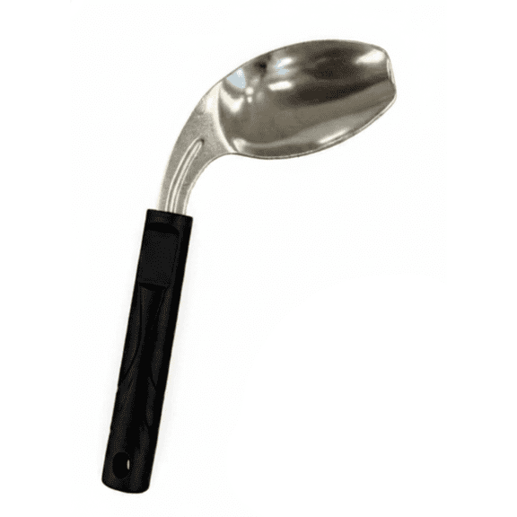 Rehabilitation Advantage Angled Spoon for Left Hand – Lightweight Offset Adaptive Utensil for Arthritis, Parkinson's Tremors & Limited Mobility – Ergonomic Easy-Grip Handle, Stainless Steel