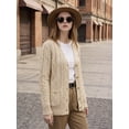 thumbnail image 6 of Women’s Cable Knit Cardigan Sweater Button Down V Neck Long Sleeve Soft Lightweight Knit Open Front Casual Fall Outerwear with Pockets, 6 of 7