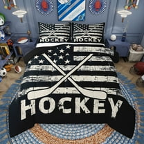 Manfei Bice Hockey Game Bedding Comforter Set,Ball Sport Twin Comforter Sets,Vintage American Flag Bedding Set For Girls Kids,Super Cozy Room Decor Reversible,2pcs