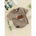 thumbnail image 3 of FEORJGP Infant Baby Boys and Girls Romper 3M 6M 12M 18M Newborn Round Neck Bodysuit Cow Embroidery Short Sleeve Jumpsuit Toddler Summer Loose Casual Clothes, 3 of 9