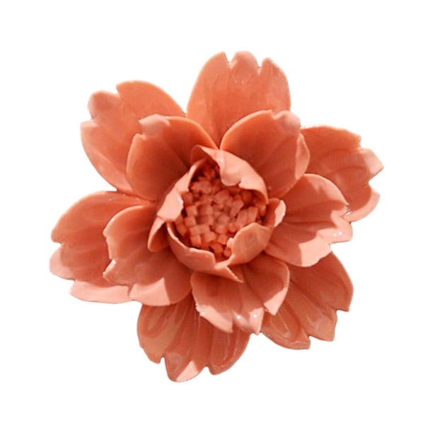 Yuarrent Flores de cerámica, flor tridimensional, artesanías para colgar en la pared, sala de estar, arte de negocios, decoración, Mural de Decoración del hogar Naranja Pequeña