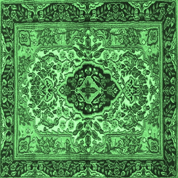 Ahgly Company Indoor Square Persian Emerald Green Traditional Area Rugs, 3' Square