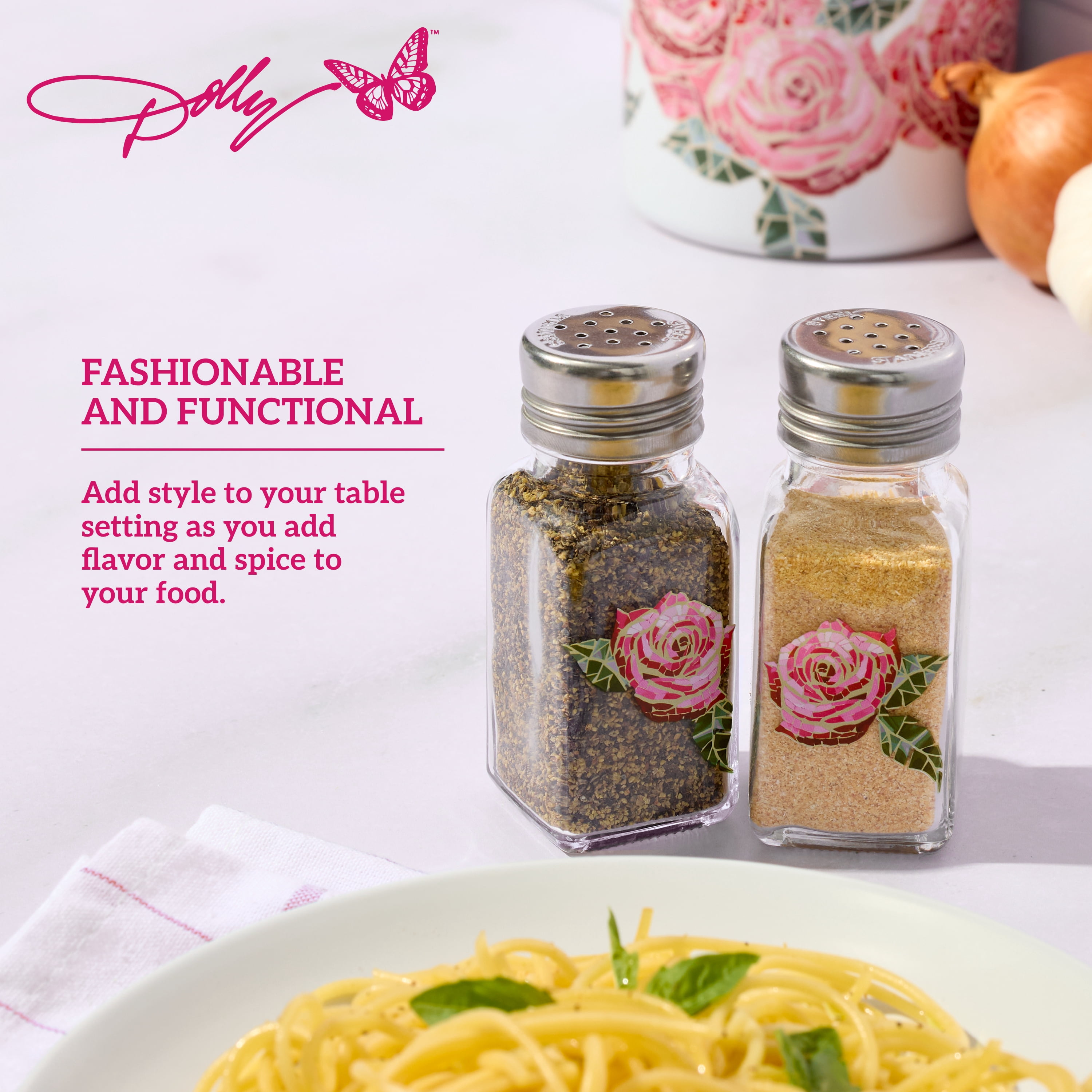 Dolly Parton Glass Blush Salt and Pepper Shakers