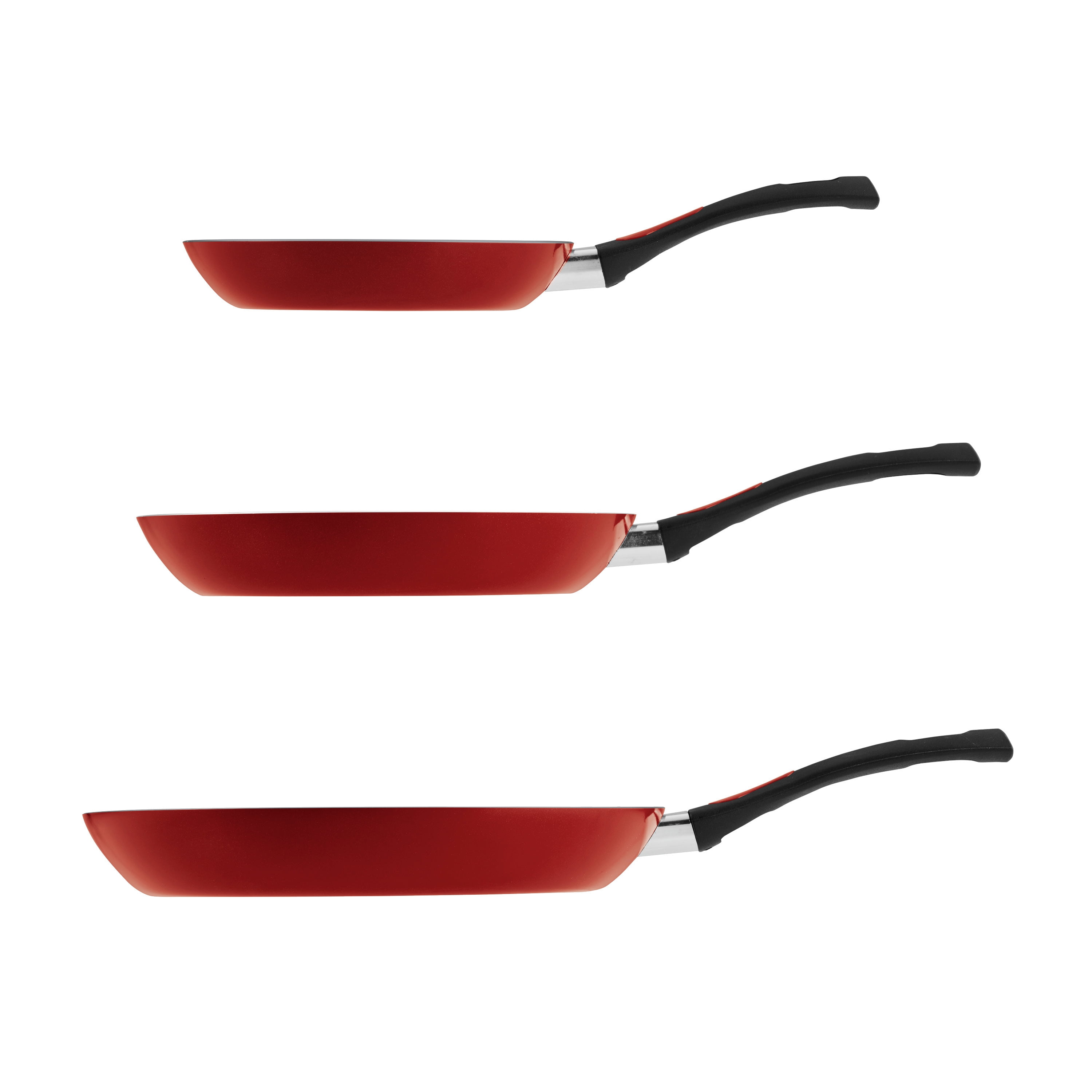 3 Pk Fry Pans - Metallic Red - Tramontina US