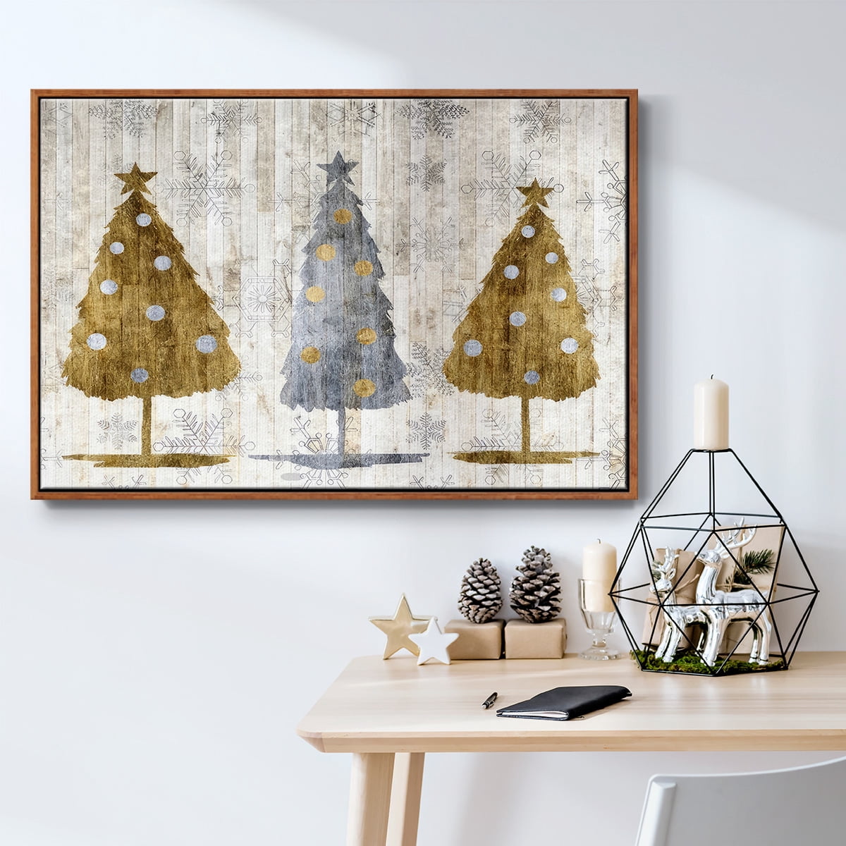 Sophisticated Christmas Collection A - Framed Gallery Wrapped Holiday Canvas - 17 x 25 - Rosewood Frame