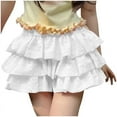 thumbnail image 2 of Feancey Tiered Shorts Women Flowy Ruffle Bloomers Shorts Summer Elastic Waist Pleated Shorts Cute Mini Date Night Hot Pants White S, 2 of 7