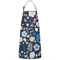 Pioneer Flower Floral Print Pattern Apron-Garden Aprons for Women with Pockets-Cotton Linen Waterproof Kitchen Cooking Gardening Aprons Adjustable for Kitchen,Cooking,BBQ and Salon 33x27 Inch