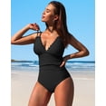 thumbnail image 6 of Attraco Women Scalloped One Piece Swimsuit Ruched Tummy Control Bathing Suit Cut Out Spaghetti Strap Monokini Swimwear, 6 of 6