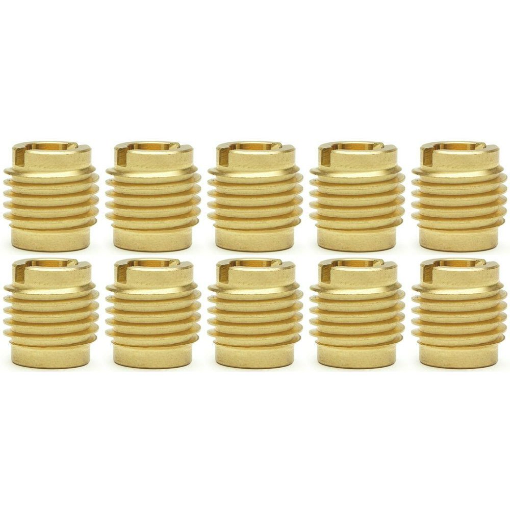 Ten (10) 1/4"20 Brass Threaded Inserts For Wood .500" Length (BCP873