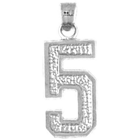 14K White Gold Five, #5 Pendant - 20 mm