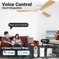 52 Inch Smart Flush Mount Ceiling Fans with Lights Remote,Wood Outdoor