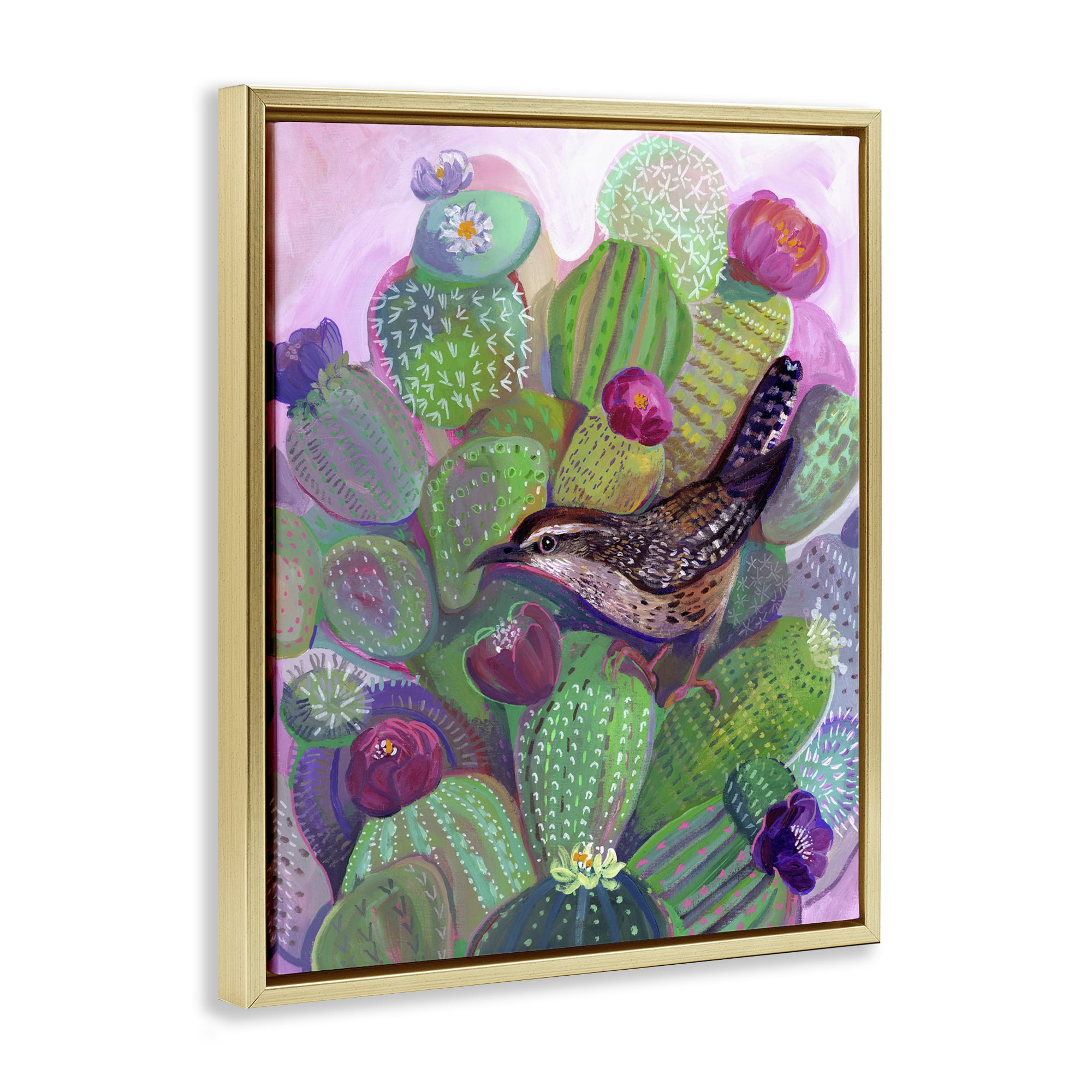 Desert Day Dream Bird Gold Framed Floater Canvas Wall Art, design by Ashley Davis