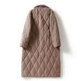thumbnail image 6 of Jinhomg Women Long Quilted Coat Lightweight Comfy Button Down Hooded Puffer Coat Casual Warm Outerwear with Pockets 2025 Saving Khaki XL, 6 of 9