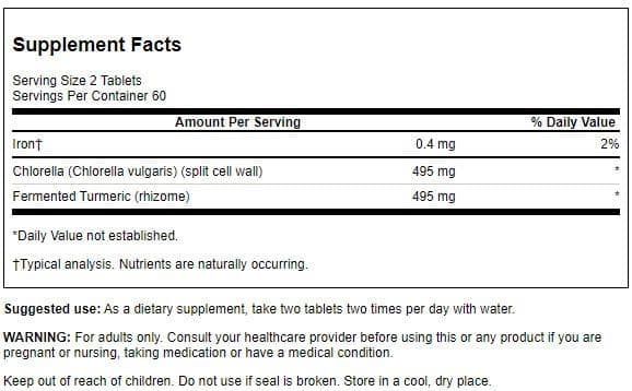 Swanson Chlorella and Fermented Turmeric 120 Tablets
