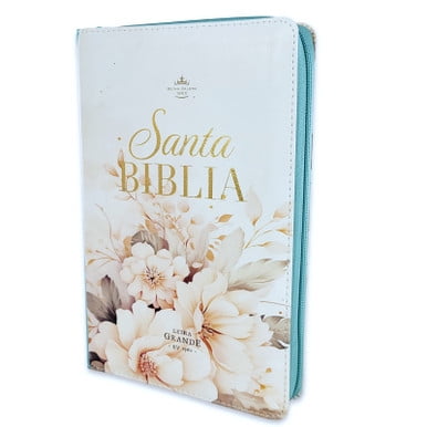 Biblia para Mujer con Cierre Letra Grande Manual 12 puntos RV1960 imit piel verde fantasia floral con indice y canto floral