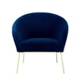 thumbnail image 2 of Nicole Miller Velvet Accent Chair Kamryn Barrel Style, Navy/Gold, 2 of 9