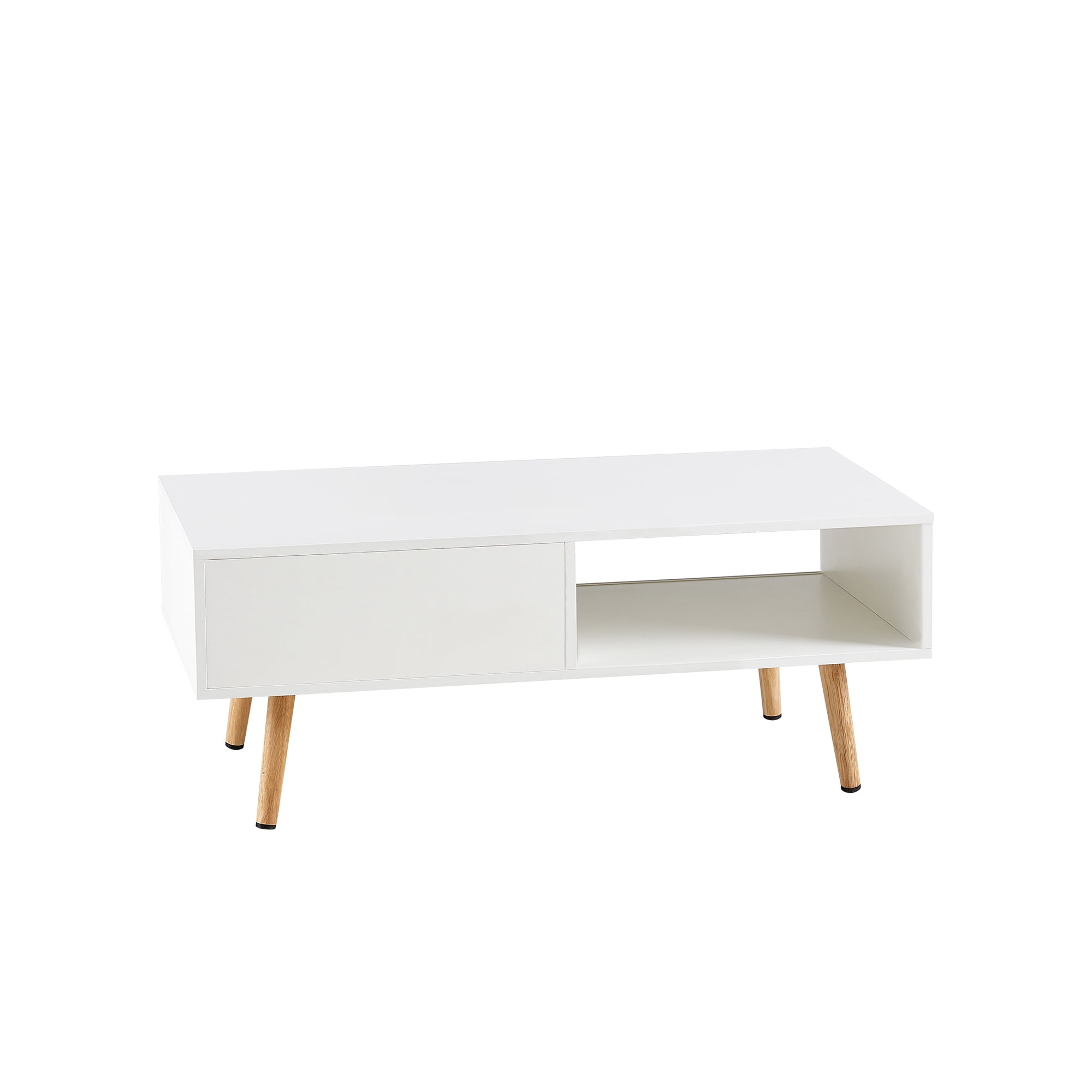 Aukfa Coffee Table with Storage, Modern Sofa Center Table for Living Room Home Office, White