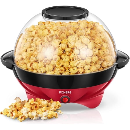 Popcorn Machine, MMZP 6.3 Quarts Electric Hot Oil Popcorn Popper Machine with Stirring Rod, Large Lid for Serving Bowl and Convenient Storage, Removable & Nonstick Plate, 28Cups, Two Measuring Cups