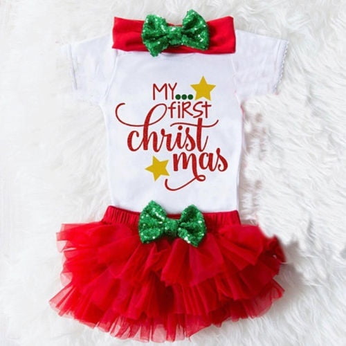my first christmas newborn girl outfit