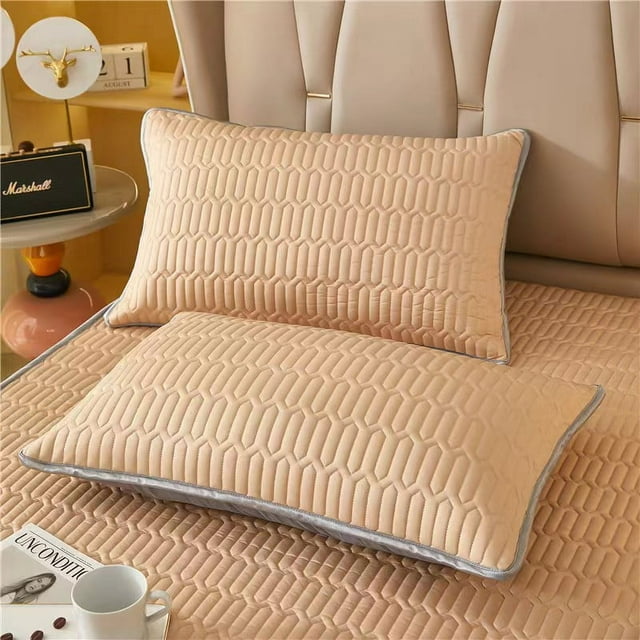 Nvzi 2 fundas de almohada de látex de seda fresca de color sólido, cómodas y transpirables, 18,9 x 29,13 pulgadas (tez)