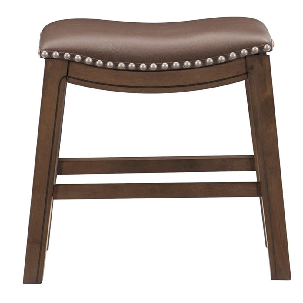 Homelegance 18-Inch Dining Height Wooden Bar Stool Saddle Seat Barstool, Brown