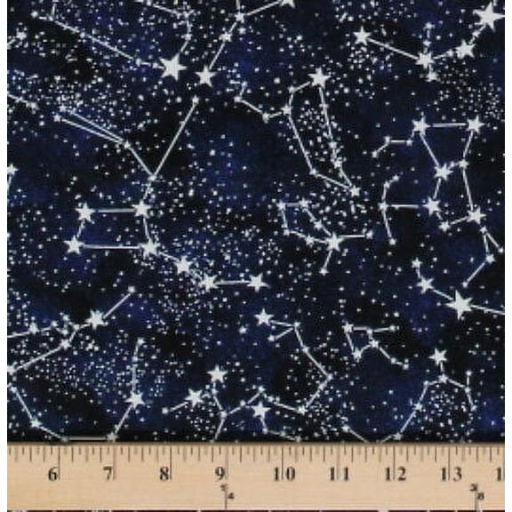 Cotton Glow in the Dark Constellations Stars Midnight Cotton Fabric Print by the Yard (Gail-CG2750)