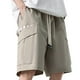 thumbnail image 3 of pstuiky Hombres bajos, Pantalones cortos casuales de moda para hombre, de color sólido, con bolsillos tipo cargo y cintura elástica Pantalones cortos deportivos para hombre, 3 of 4
