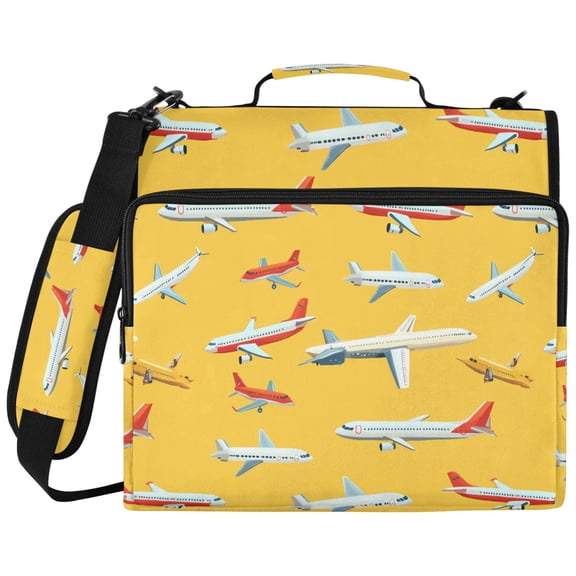 ALAZA Zipper Binder Airplane Yellow-d2 Pattern 2 inch 3 Ring 500 Sheet Capacity Trapper Keeper File Folder Organizer Bag