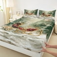thumbnail image 3 of Feelyou Vintage Xmas Carriage Twin Sheet Sets, Winter Jungle Tree Snow Twin Fitted Sheet, Christmas Festival Flat Sheet, Ultra Soft Home Decor, 3pcs, 3 of 7