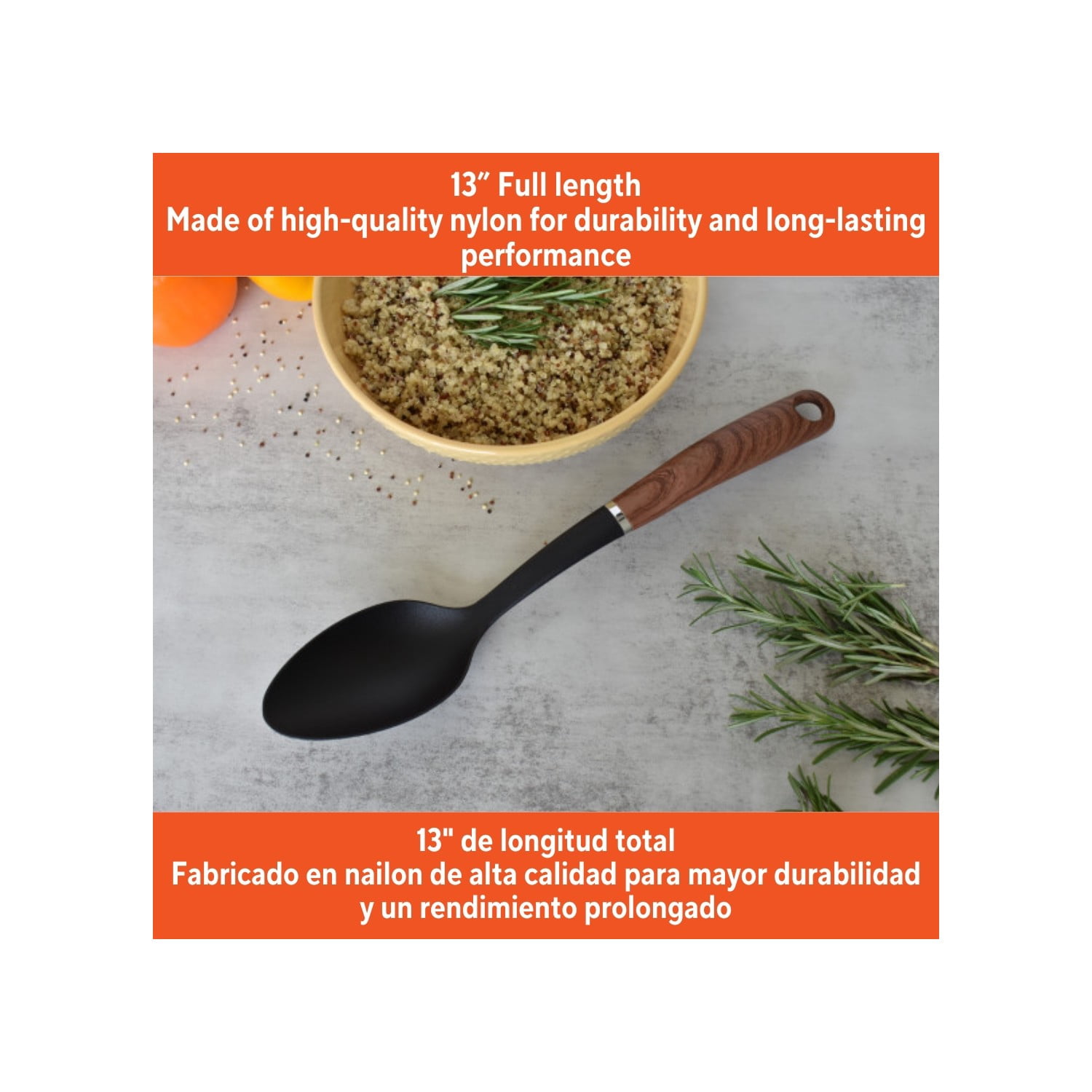 (4 pack) (4 pack) IMUSA Chef WL Solid Spoon with Wood Look Handle