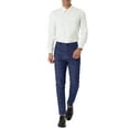 thumbnail image 2 of Unique Bargains Men's Slim Fit Plaid Business Pants Trousers with Pockets 32 Navy Blue, 2 of 7