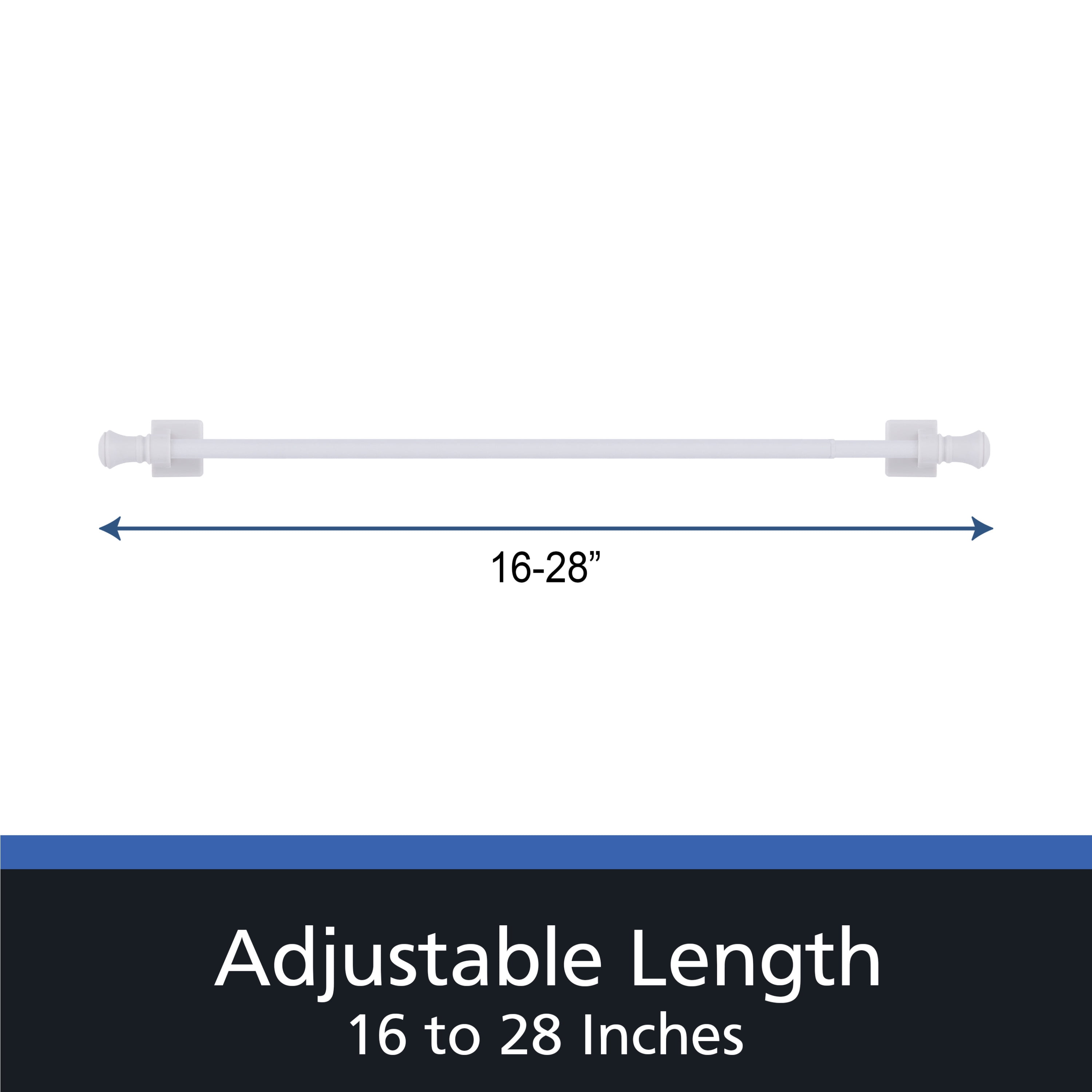 (3 pack) Mainstays 7/16" Magnetic Drapery Rod, 16-28", White